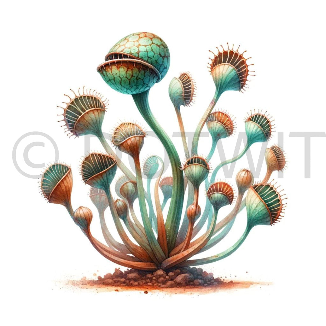 carnivora plant Dinosaurs Watercolor Clipart