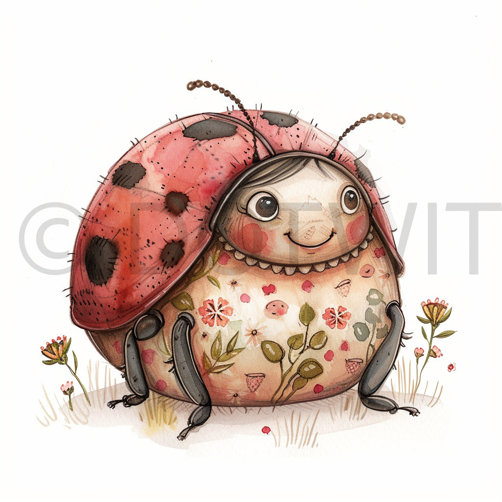 vintage lady bug 70s 80s cartoon clipart