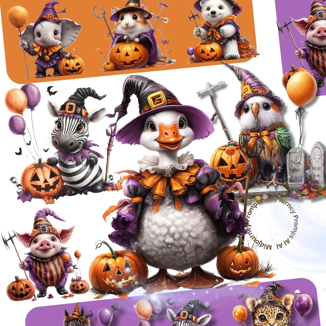 Midjourney Guide PDF For Halloween Real Animals Illustrations