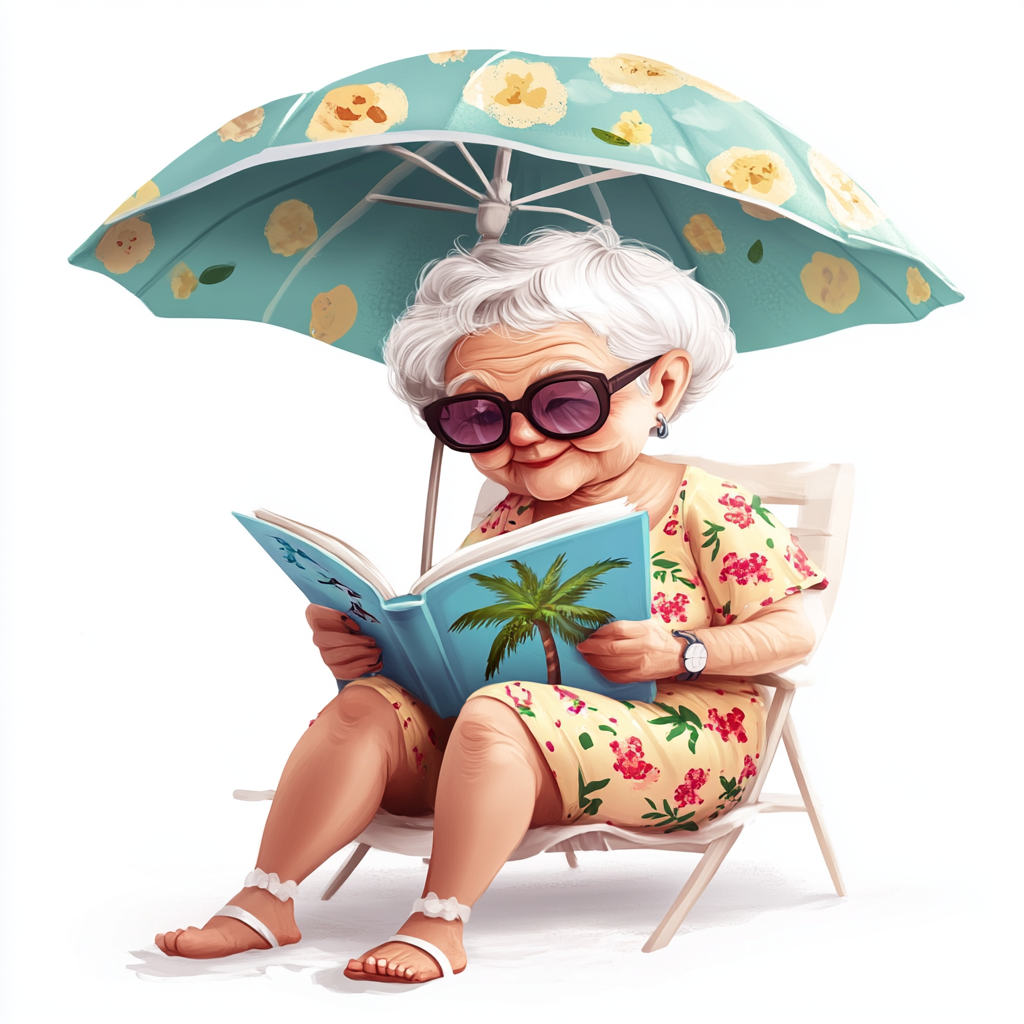 Midjourney Prompts for Old Ladies Beach Clipart Summer Grandpas