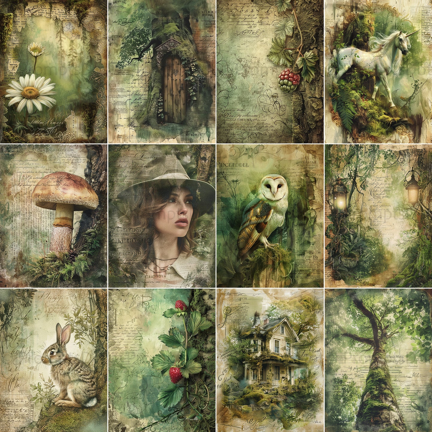 Midjourney Prompts For Enchanted Forest Junk Journal Papers