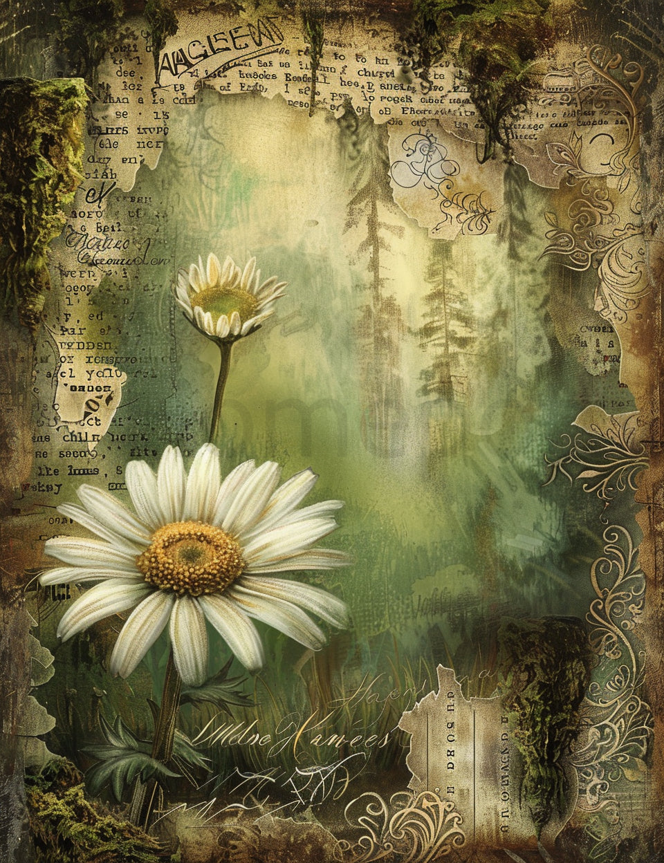 Midjourney Prompts For Enchanted Forest Junk Journal Papers