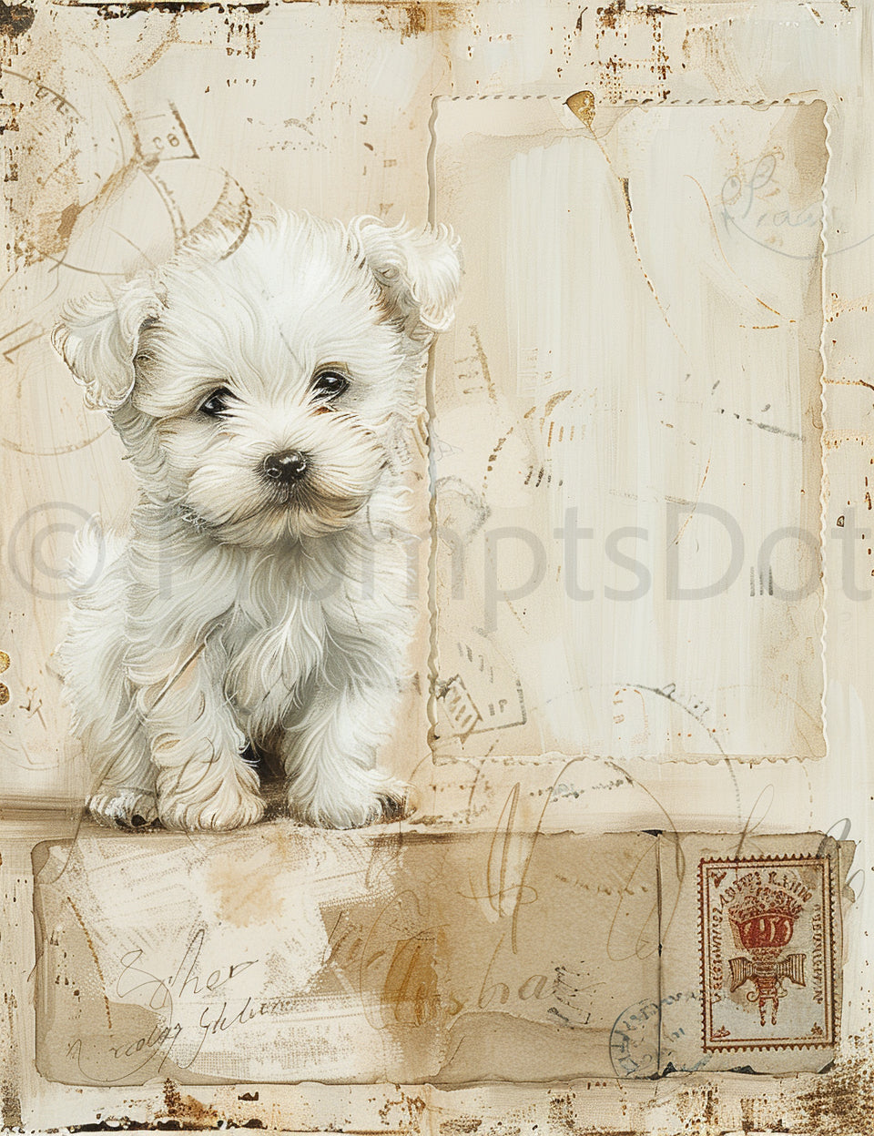 a cute dog Floral Junk Journals Papers