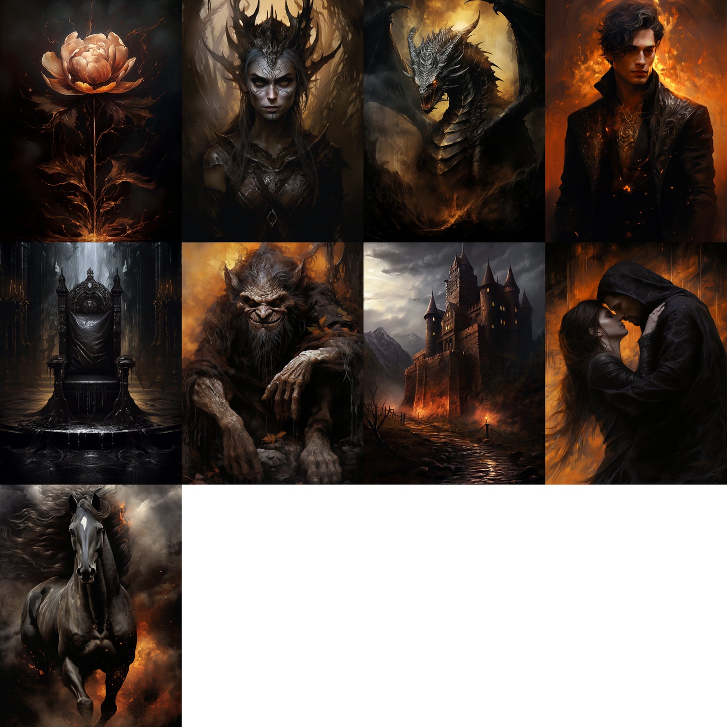 Epic Fantasy Poster Dragon Card Digital Art grid 9