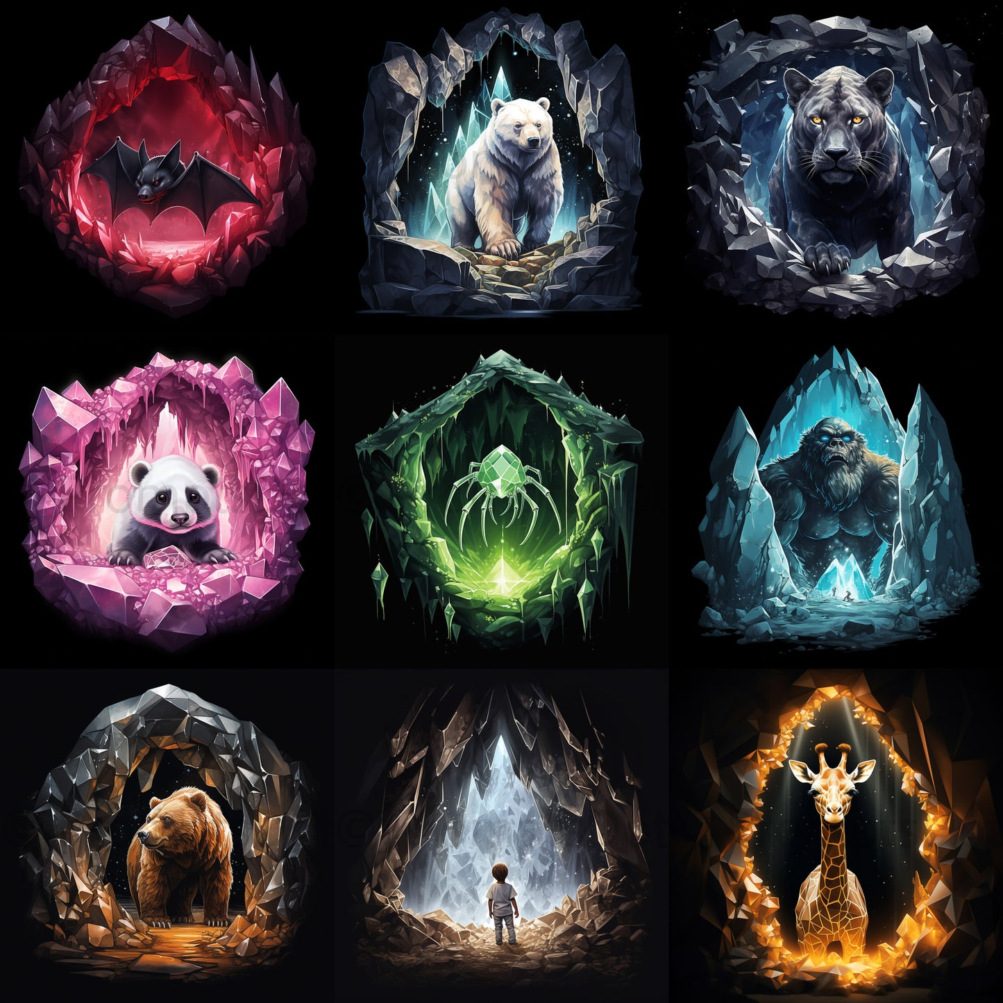 Midjourney Prompt Fantasy Tshirt Design Animals Cliparts Commercial Use