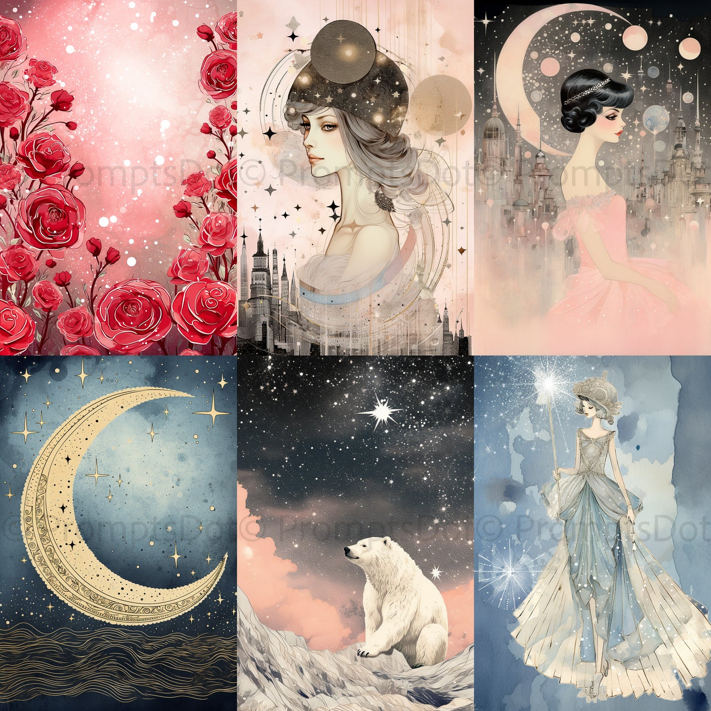 Midjourney Prompt Fashion Postcards Scrapbooking Posters