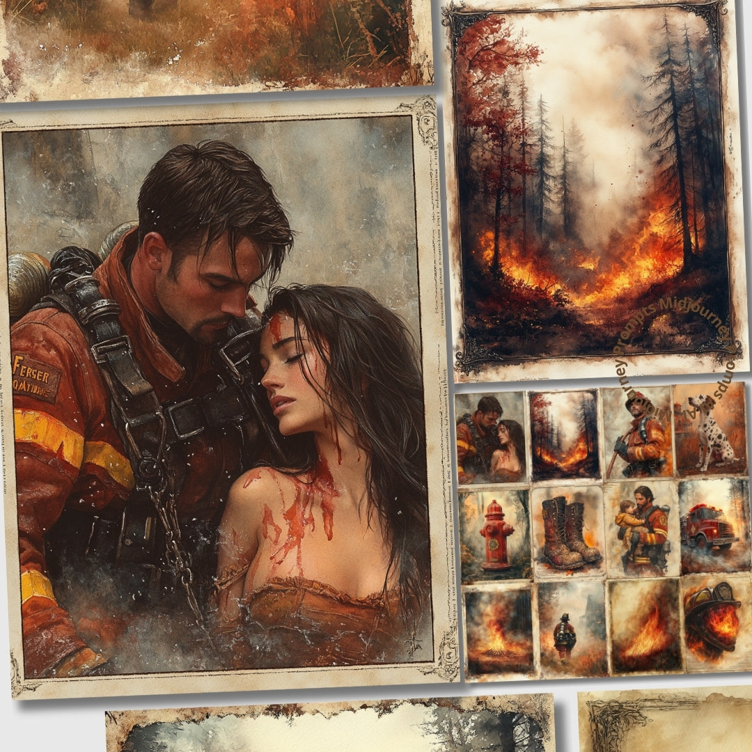 Midjourney Prompts for Firemen Firefighters Junk Journals