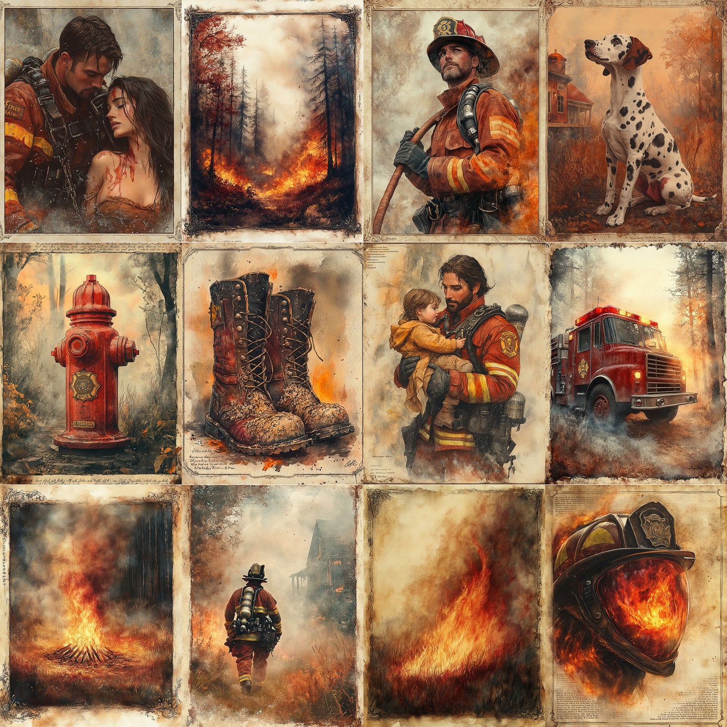 Midjourney Prompts for Firemen Firefighters Junk Journals