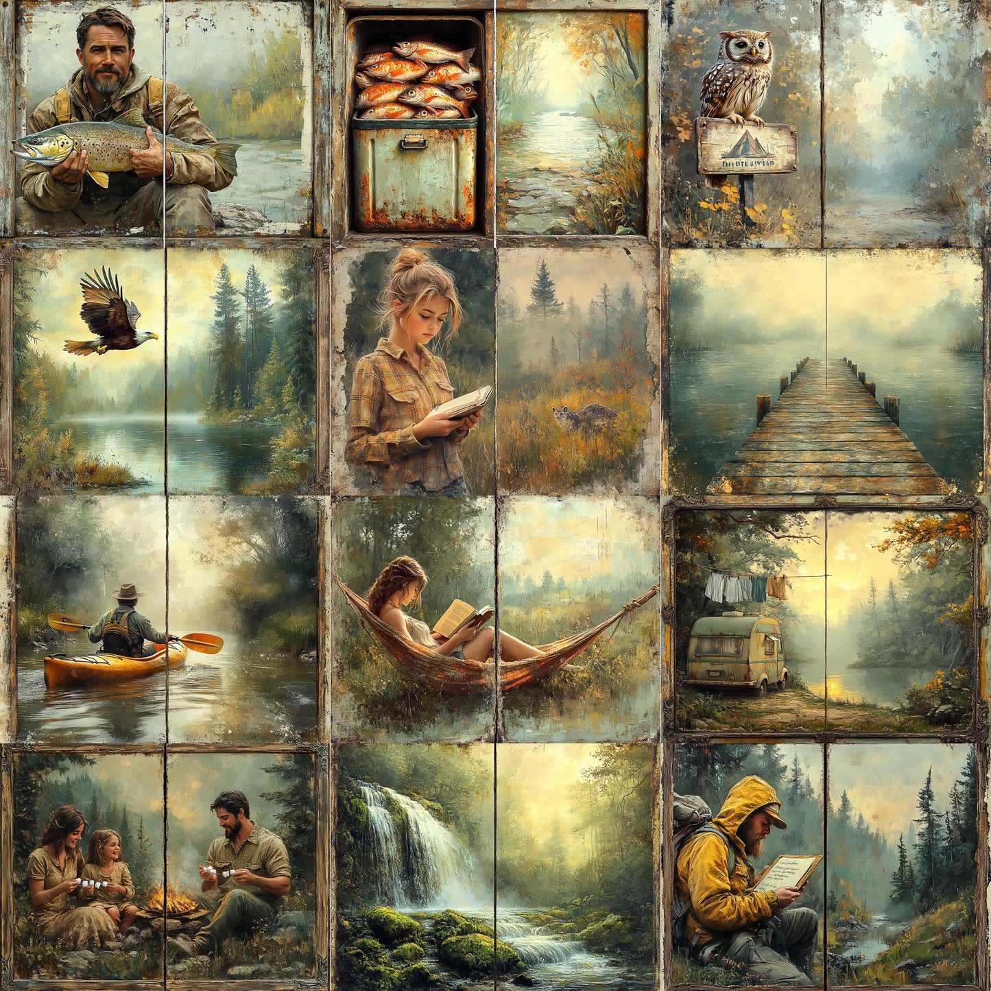 Midjourney Prompts for Fishing Camping Junk Journal Printables