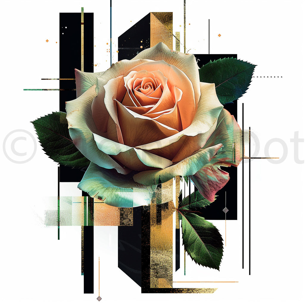 rose Flapper Girl Art Deco Clipart