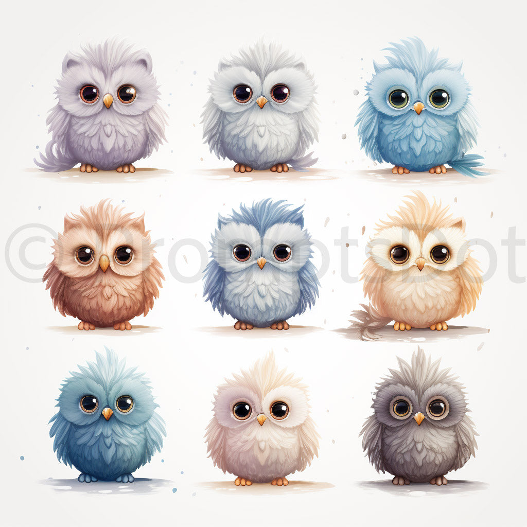 Midjourney Prompt Floral Watercolor Collections For Any Commercial Use Collection of owls