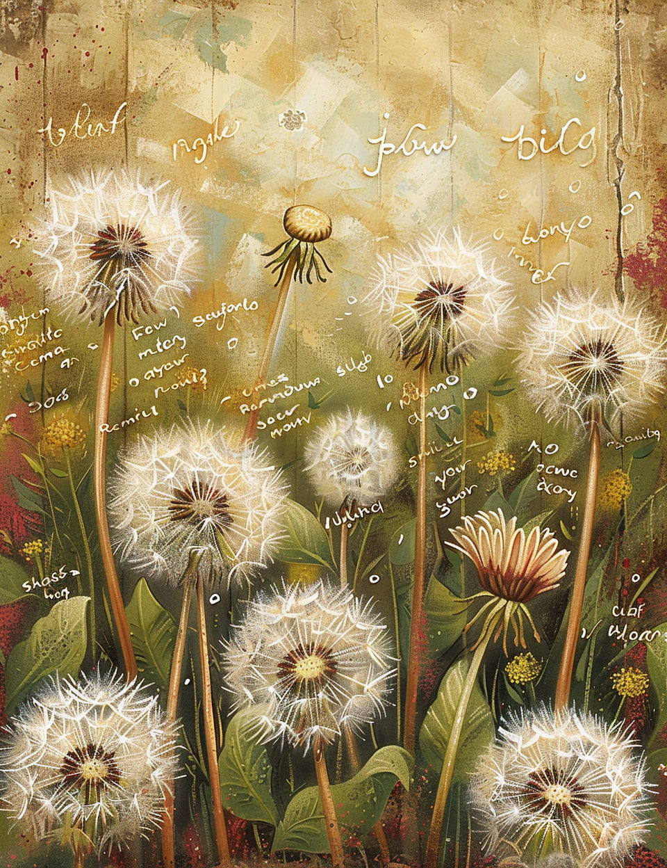 dandelions Midjourney Prompts For Flower Farms Junk Journal Pages