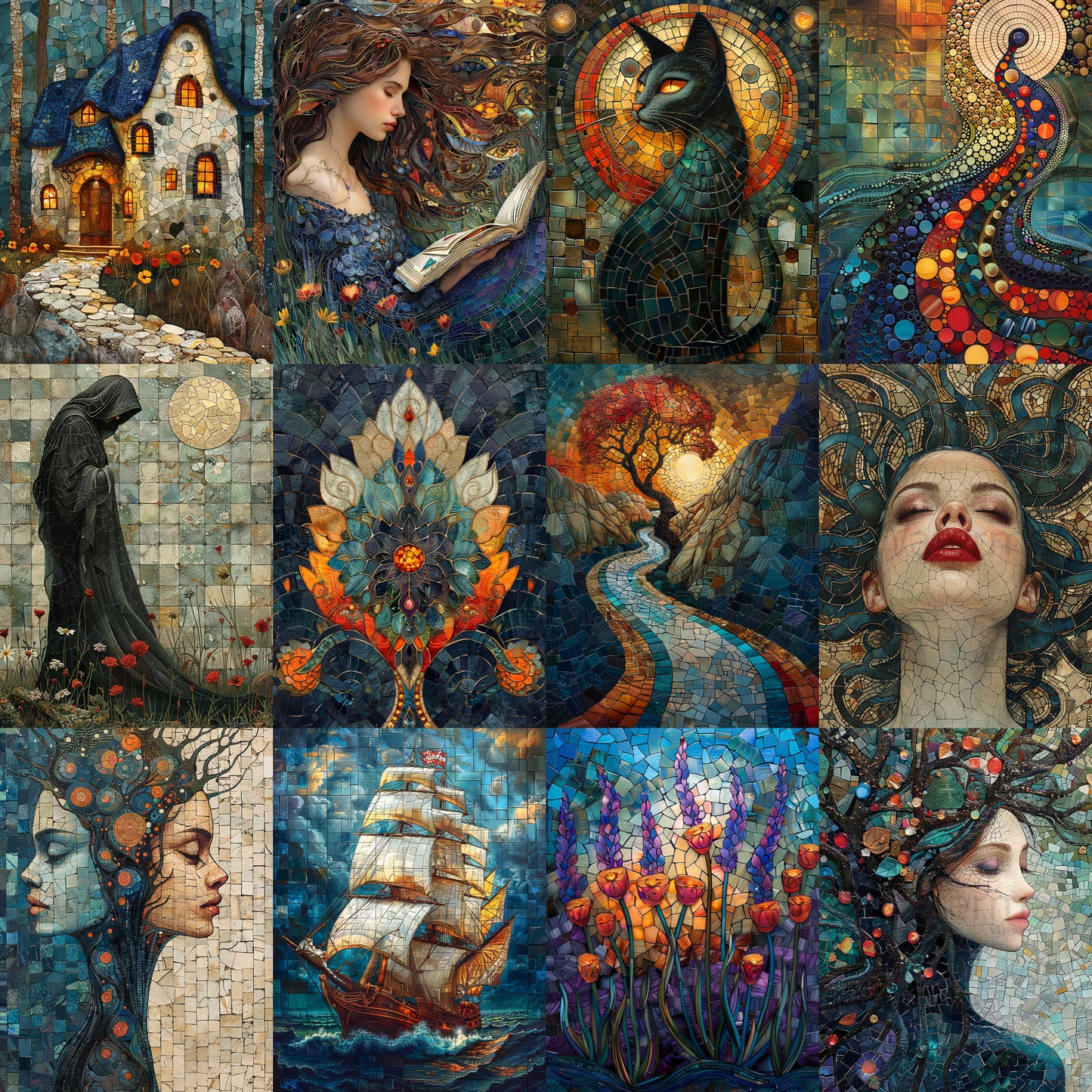 midjourney prompts AI wall art mosaic