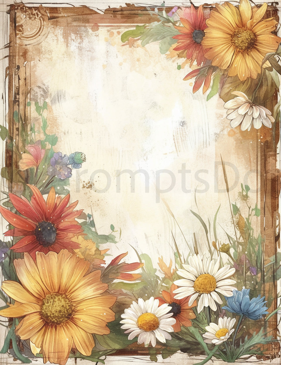 gerberas Midjourney Prompts For Framed Floral Junk Journal Pages