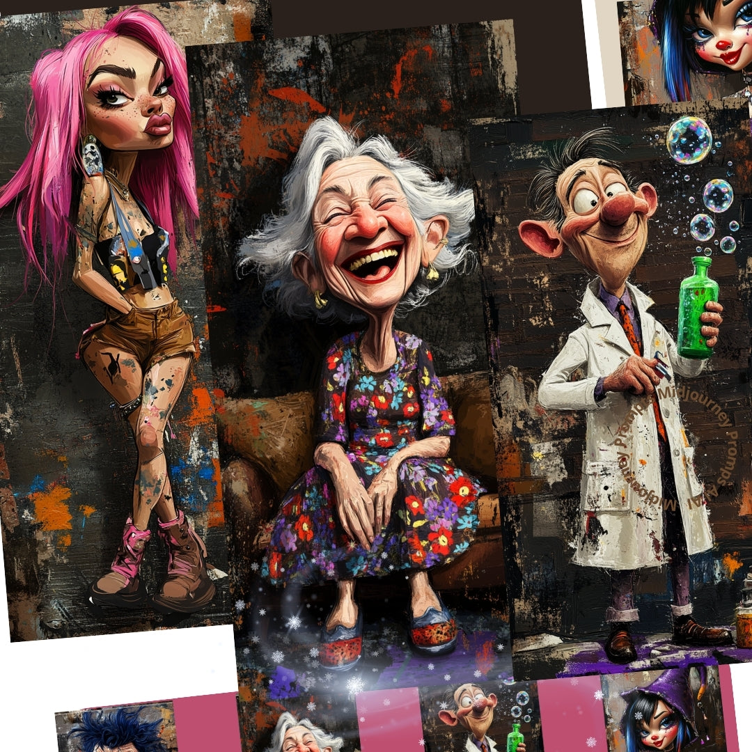 Midjourney Prompts for Funny Caricatures Graffiti Ephemera