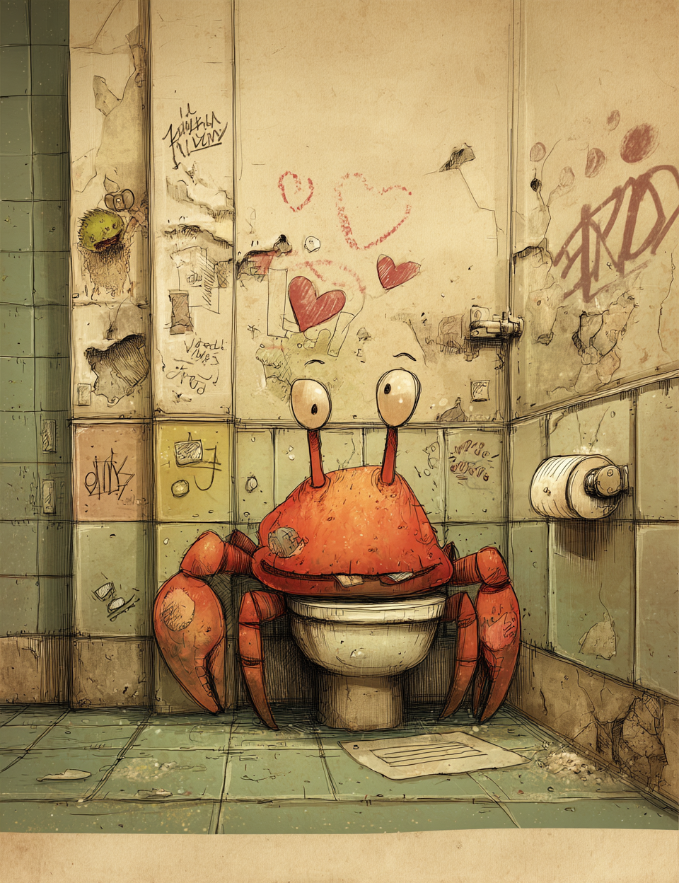 Midjourney V7 Prompts for Funny Satirical Cute Animals in Toilet