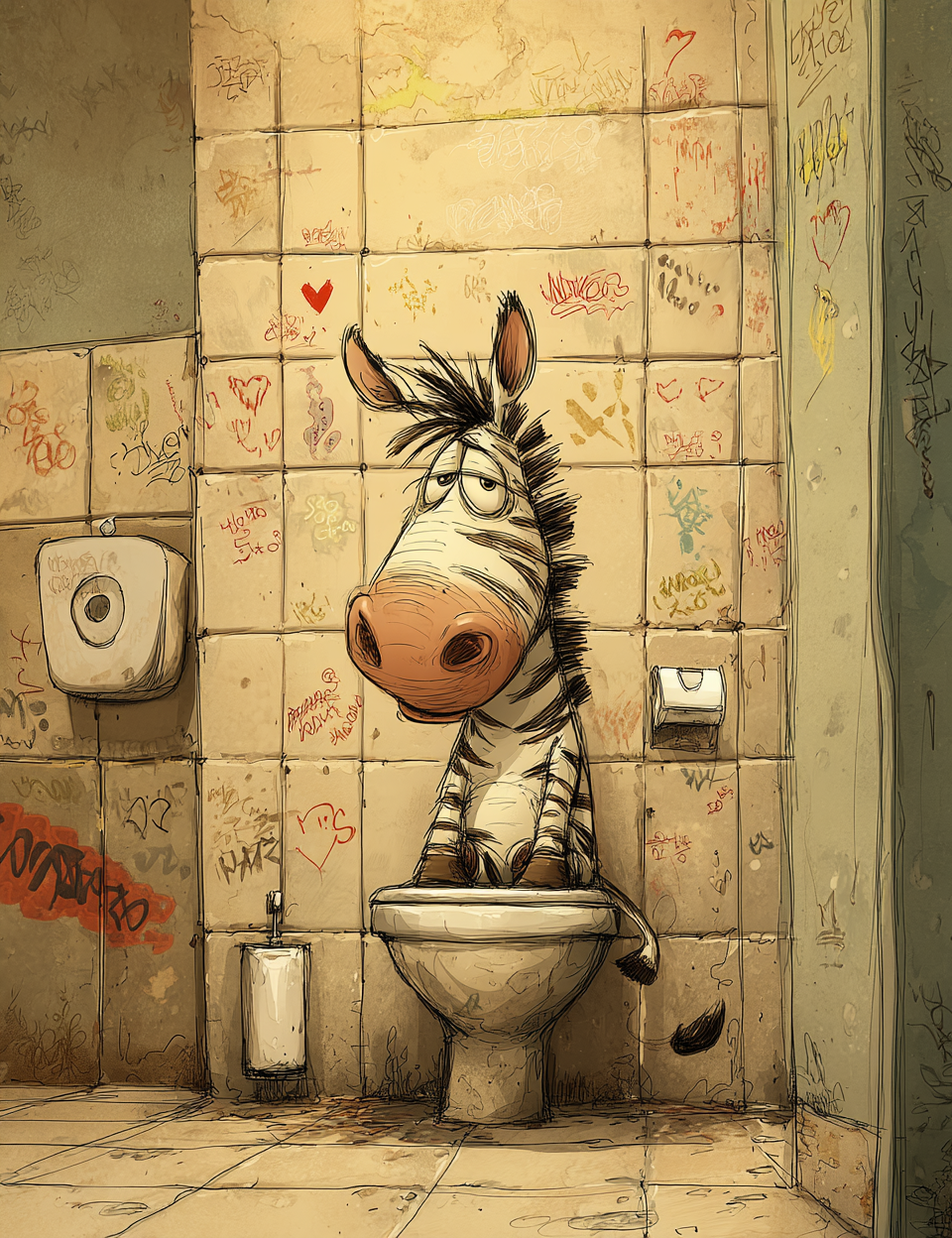 Midjourney V7 Prompts for Funny Satirical Cute Animals in Toilet