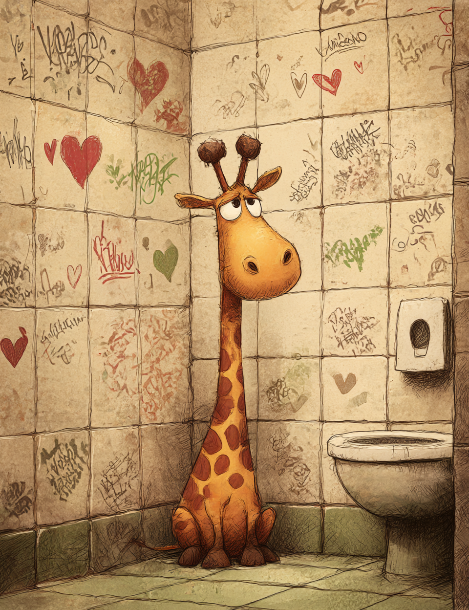 Midjourney V7 Prompts for Funny Satirical Cute Animals in Toilet