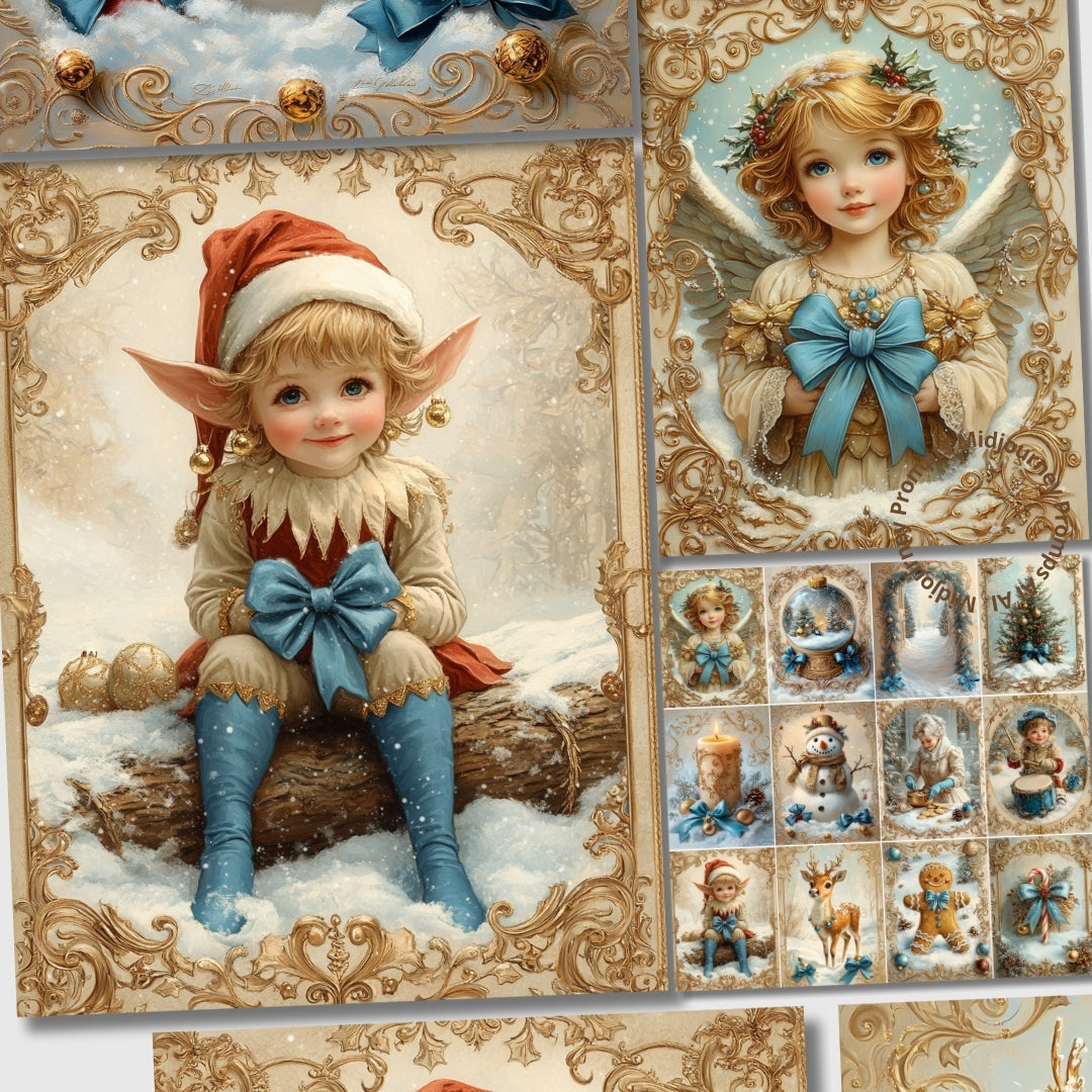 Midjourney Prompts for Gold Christmas Luxury Illustrations