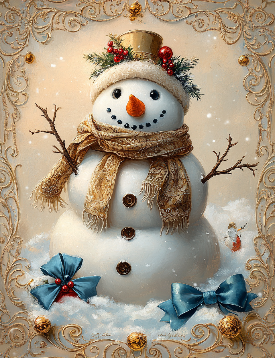 Midjourney Prompts for Gold Christmas Luxury Illustrations