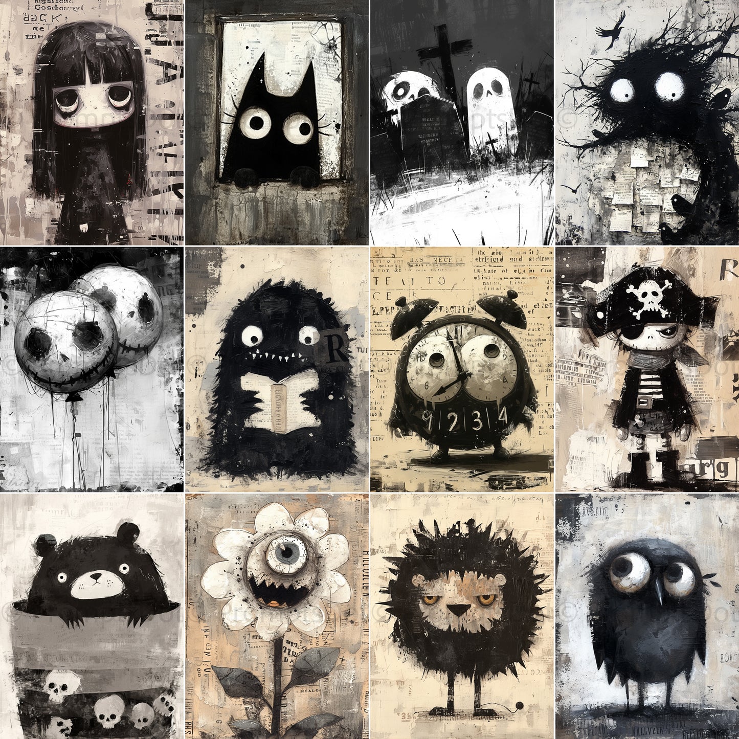 Midjourney Prompts For Gothic Eerie Junk Journal Papers
