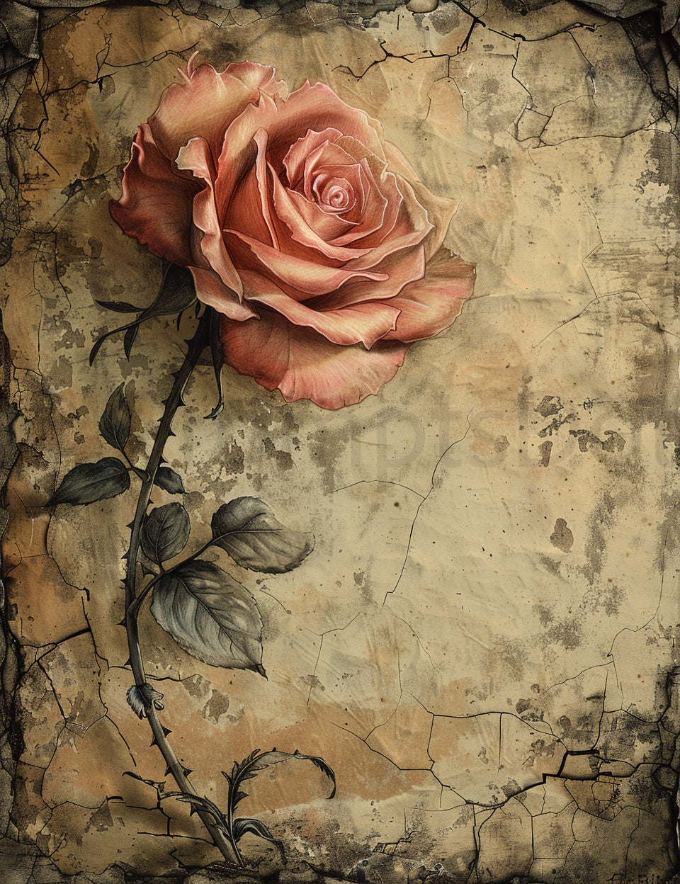 marble rose Midjourney Prompts For Gothic Framed Junk Journal Pages