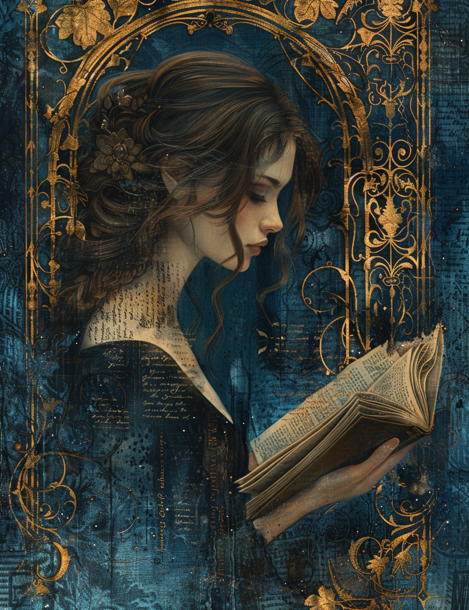 woman reading in the forest
