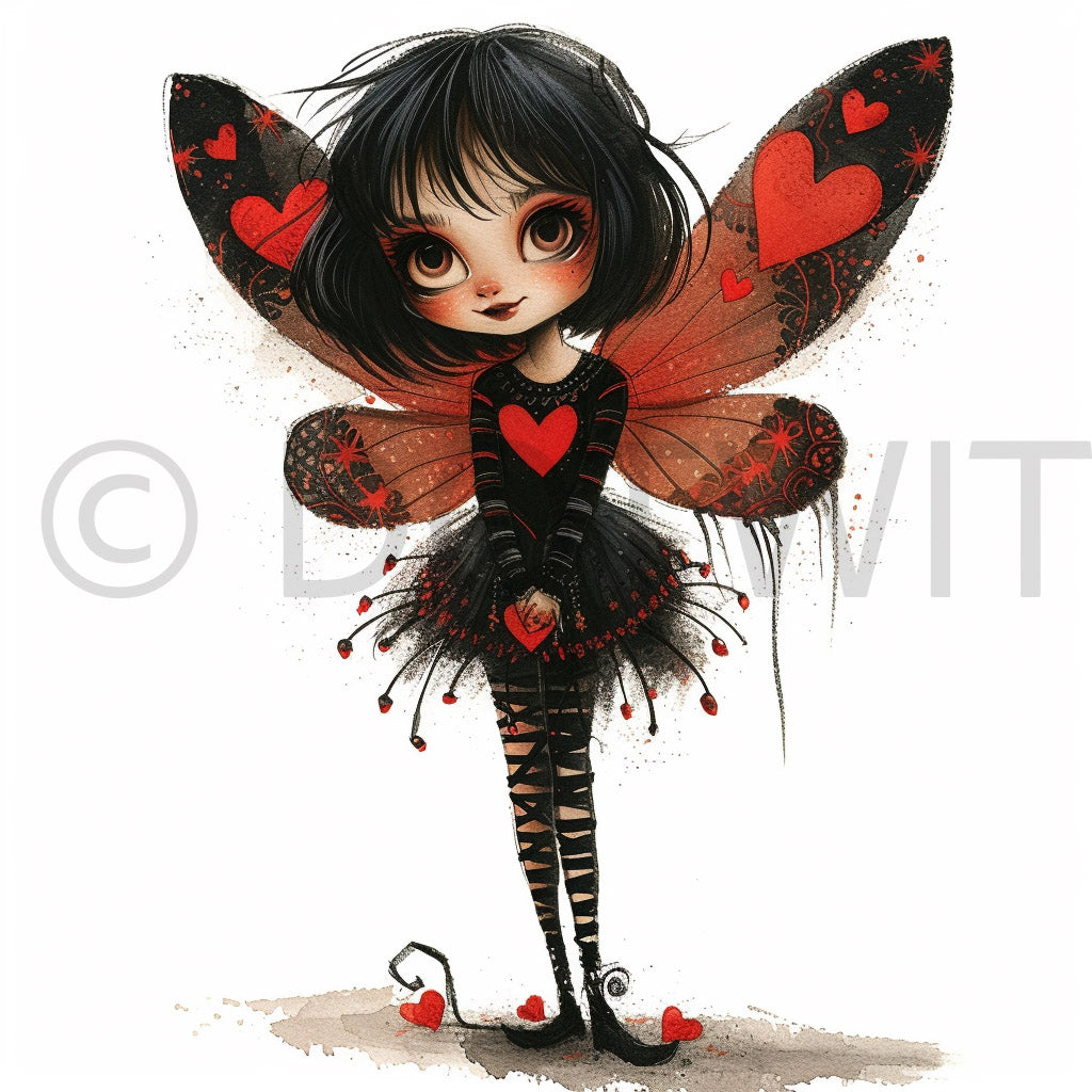 gothic dark valentines fairy illustration