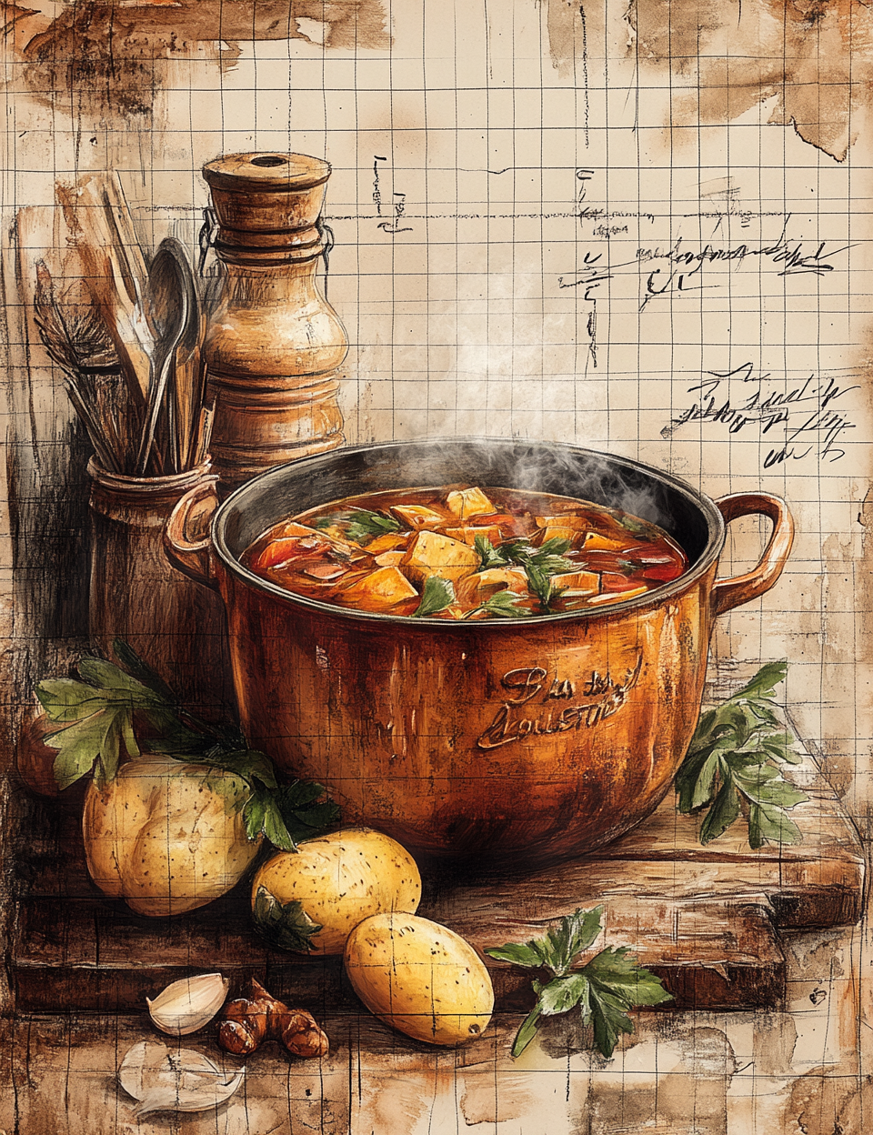 Midjourney Prompts for Grandma Rustic Kitchen Junk Journals