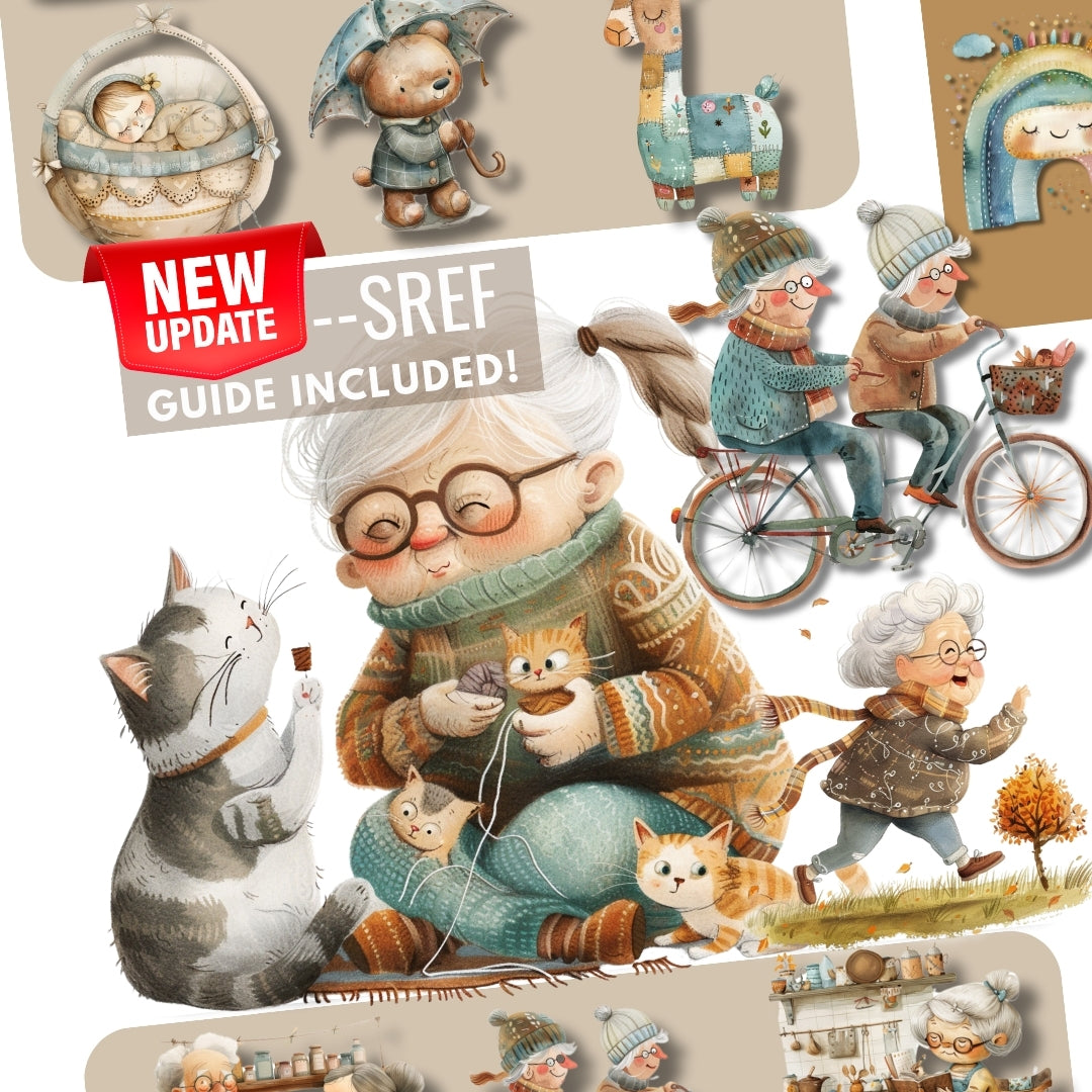 3 In 1 Grandma Nursery Animal Watercolor Midjourney Prompts