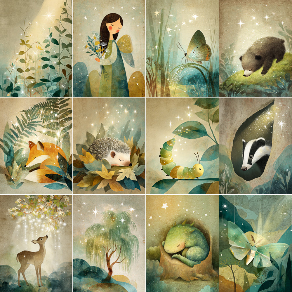 Midjourney V7 Prompts for Green Sparkling Woodland Magic Forest