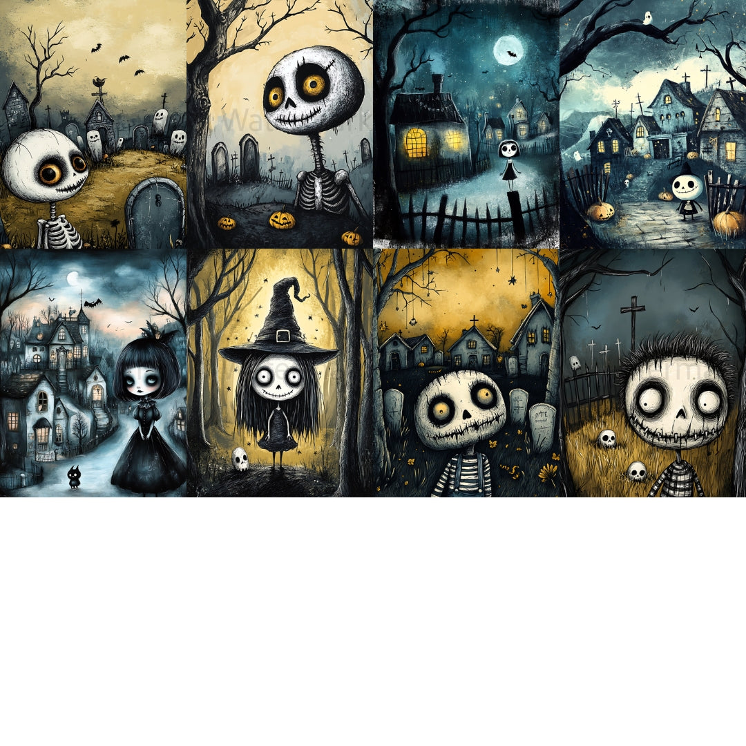 44 Creepy Halloween Pages, Junk Journal Creatures