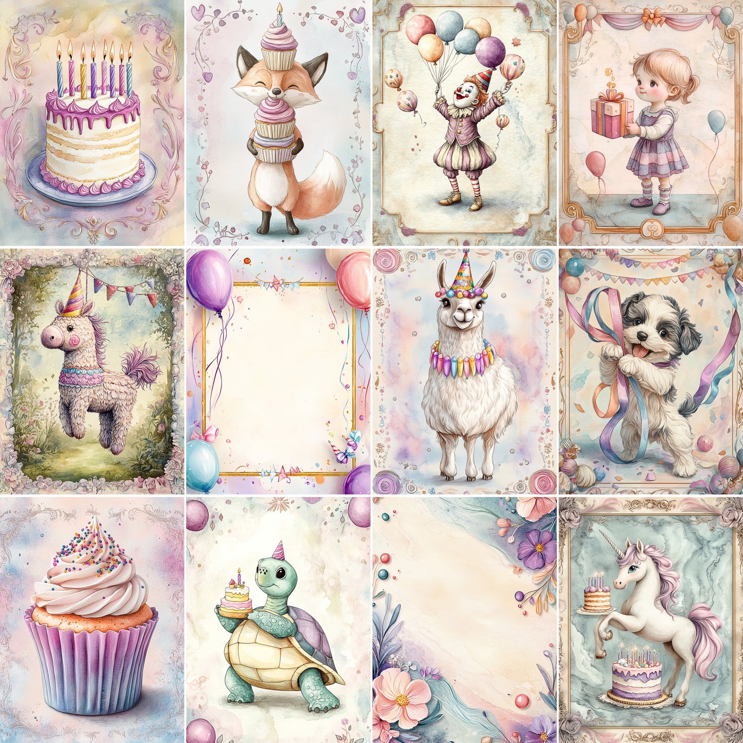 Midjourney Prompts for Happy Birthday Pastel Cards And Pages