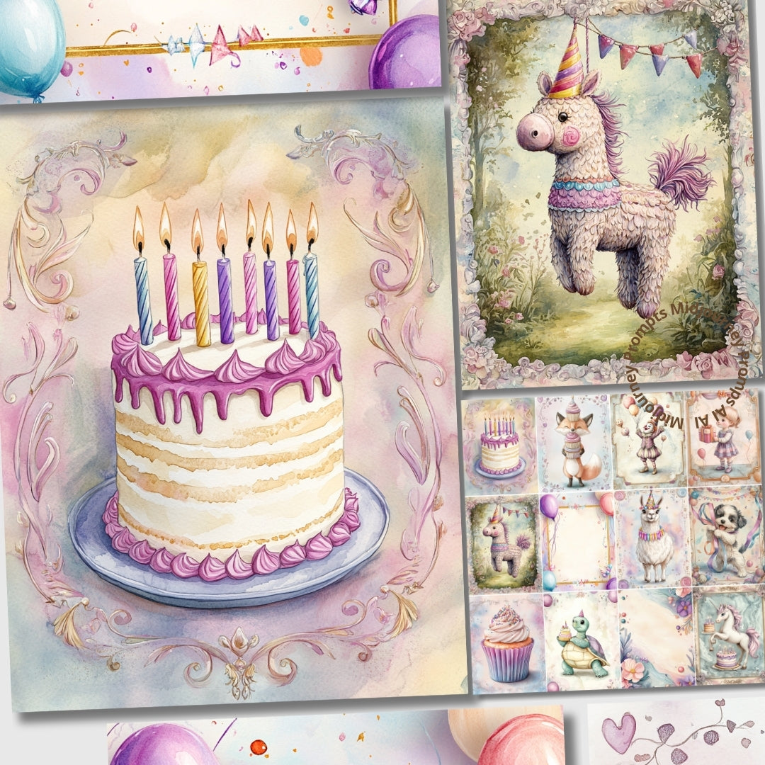 Midjourney Prompts for Happy Birthday Pastel Cards And Pages