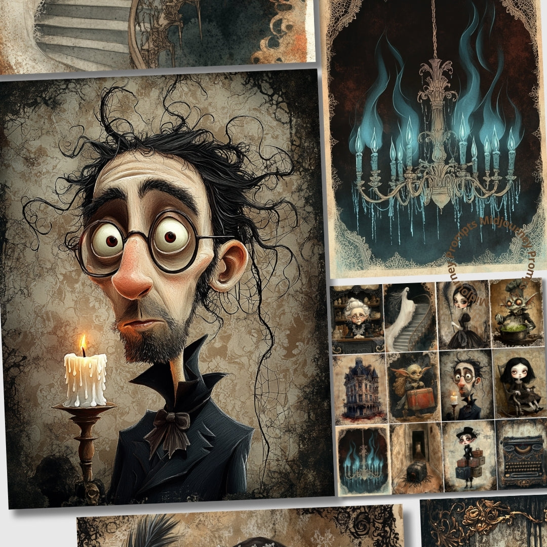 Midjourney Prompts for Haunted hotel Mysterious Corners Pages