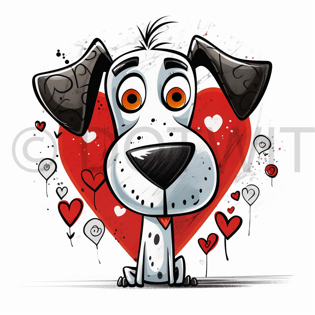a dog with a big heart Heart Tshirt Designs Romantic Tshirt Digital Art and Midjourney Prompt