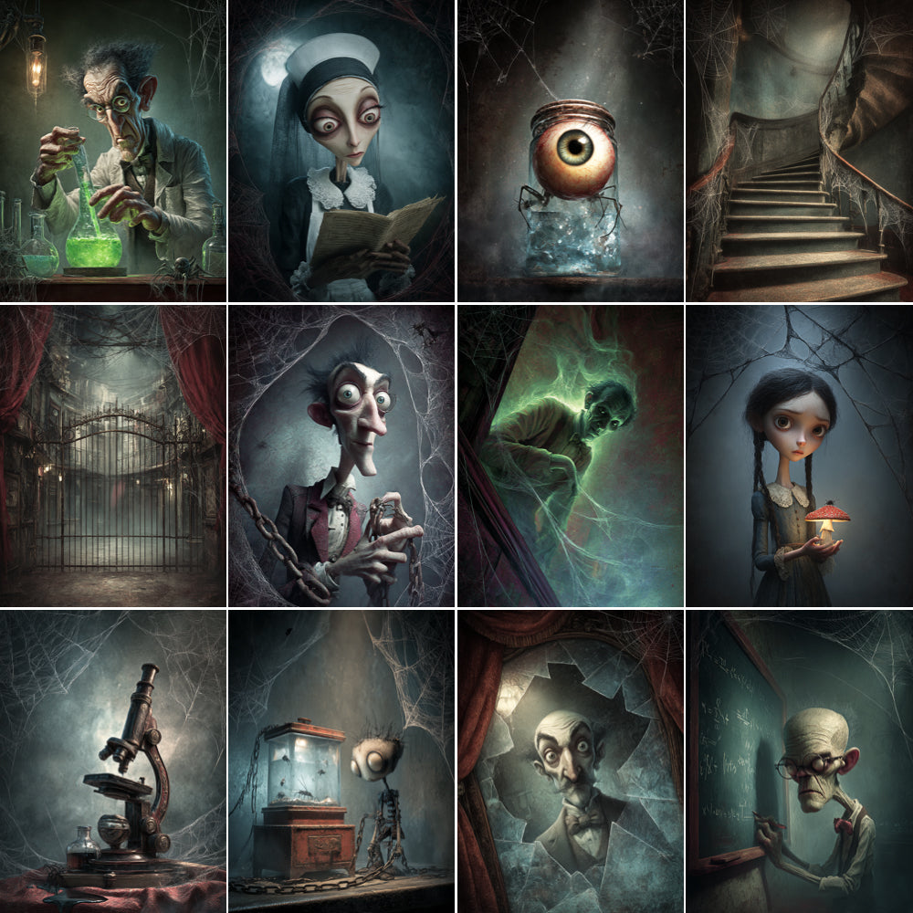 Midjourney V 7 Prompts for Horror Laboratory Junk Journal Kit
