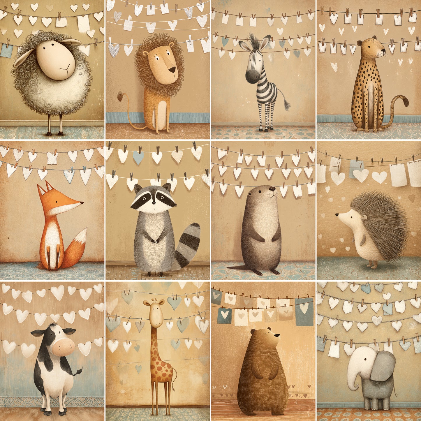 Midjourney V7 Prompts for Invitation Cards Animals with Hearts