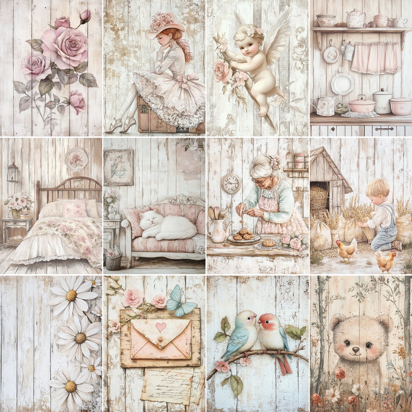 Midjourney Prompts for Junk Journal Ephemera Wood Shabby Look