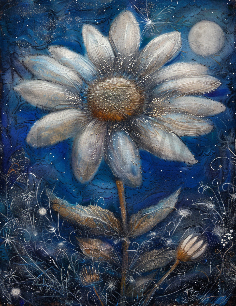 a daisy Mystic Blue Junk Journals