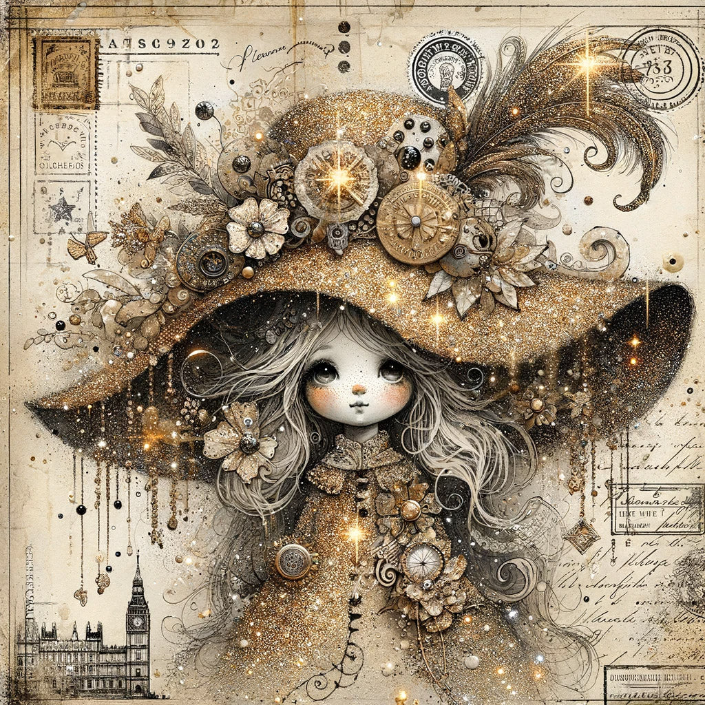 a beautiful girl ephemera with glitter