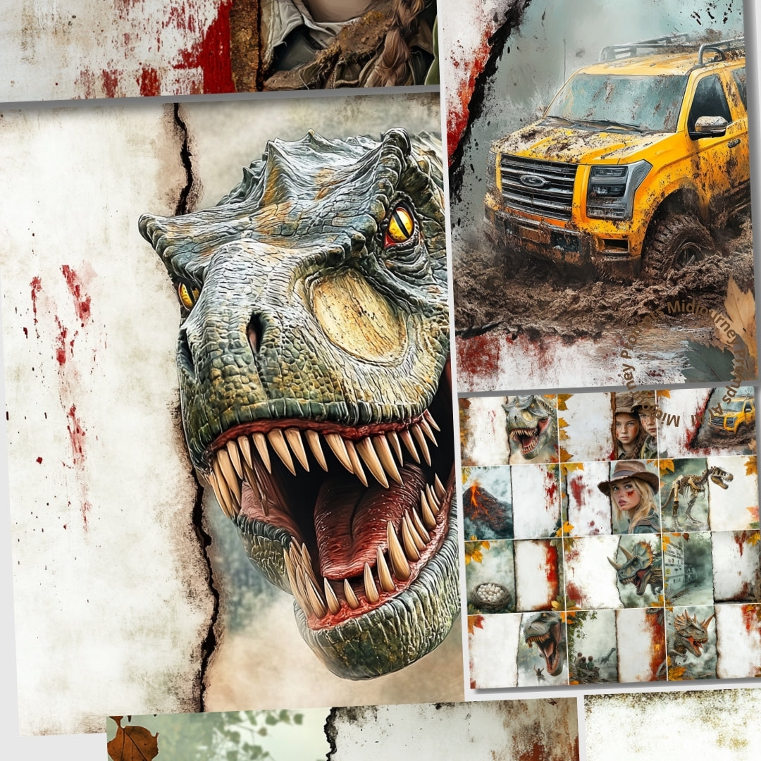Midjourney Prompts for Jurassic Dinosaur World Junk Journal