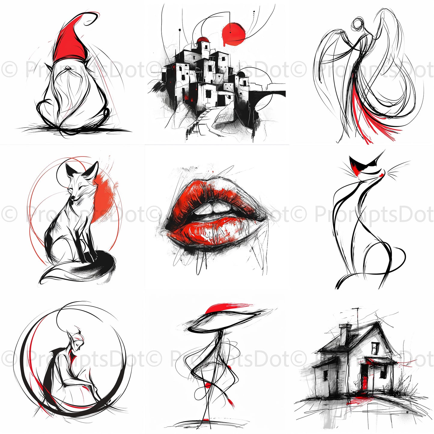 Midjourney Prompt V6 for Lineal Art Drawings