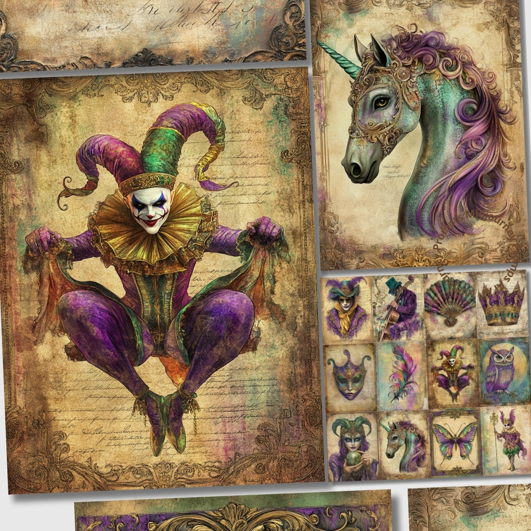 Midjourney Prompts for Carnival Mardi Gras Junk Journal