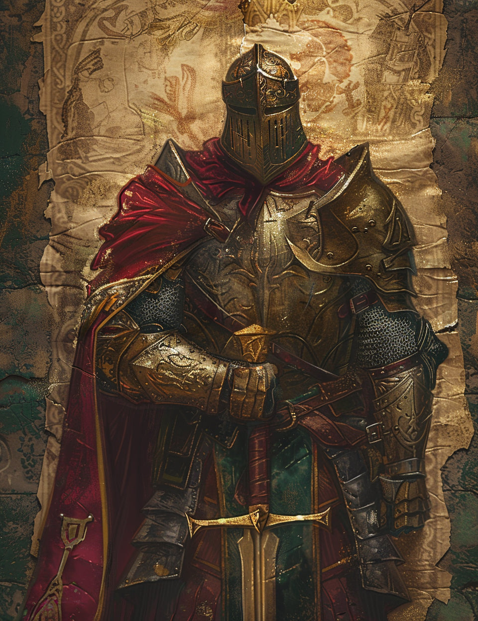 a legendary knight Midjourney Prompts For Medieval Junk Journal Papers