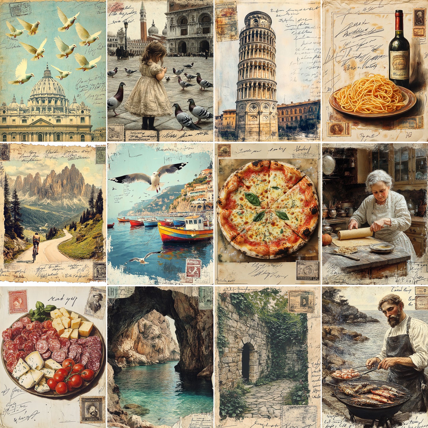 Midjourney Prompts for Memories of Bella Italy Postal Cards