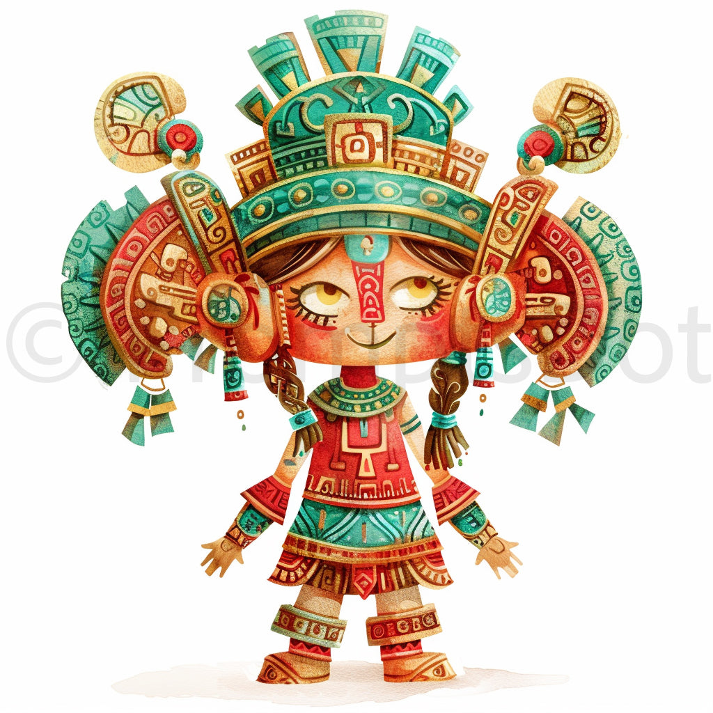 Mayan God Mexican Heritage Clipart