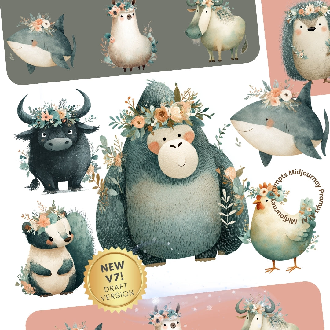 Midjourney v7 Prompts for Minimalist Spring Animals for Nursery
