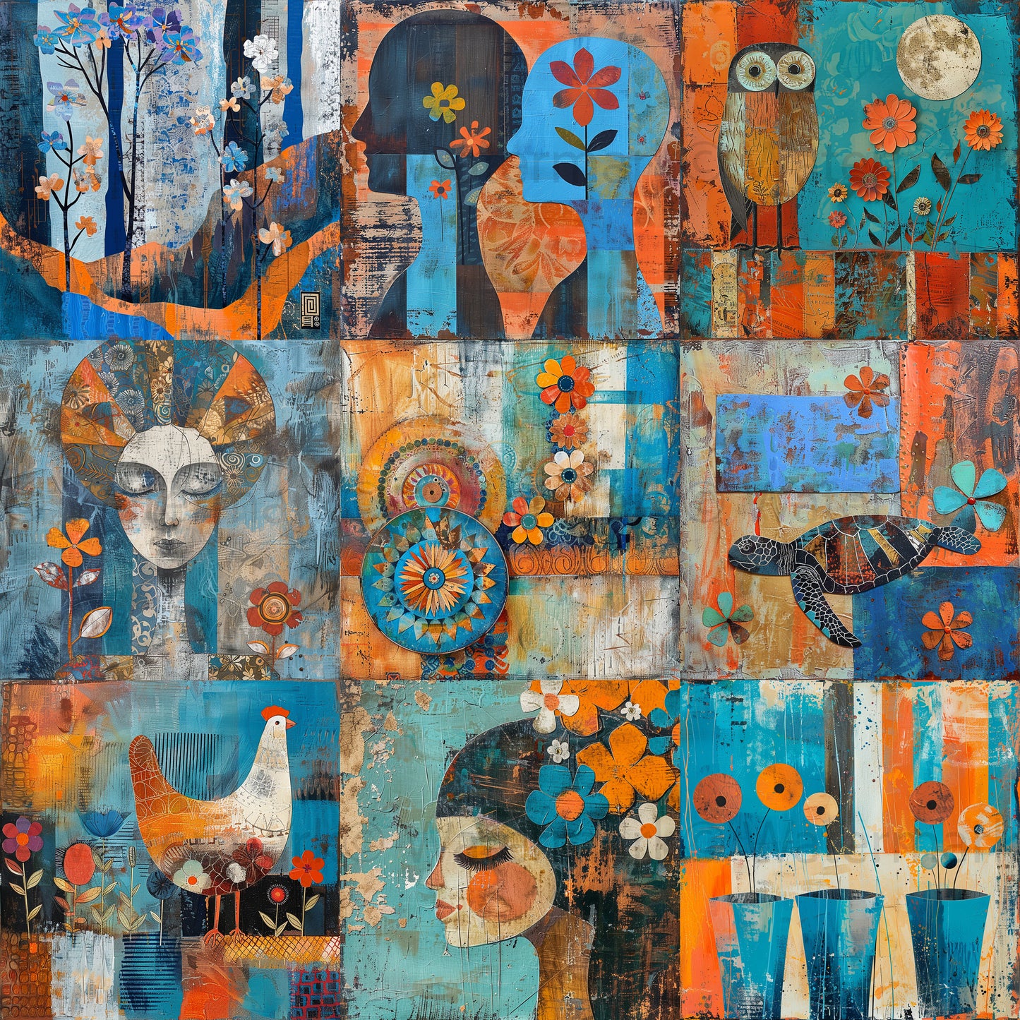 grid Midjourney Guide PDF for Modern Collage Abstract Paintings