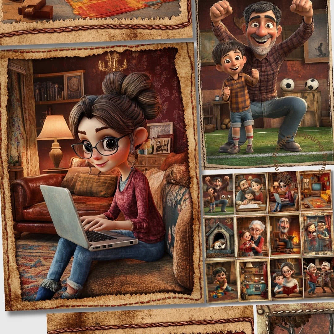 Midjourney Prompts for Modern Family Cute Caricature Illustrations